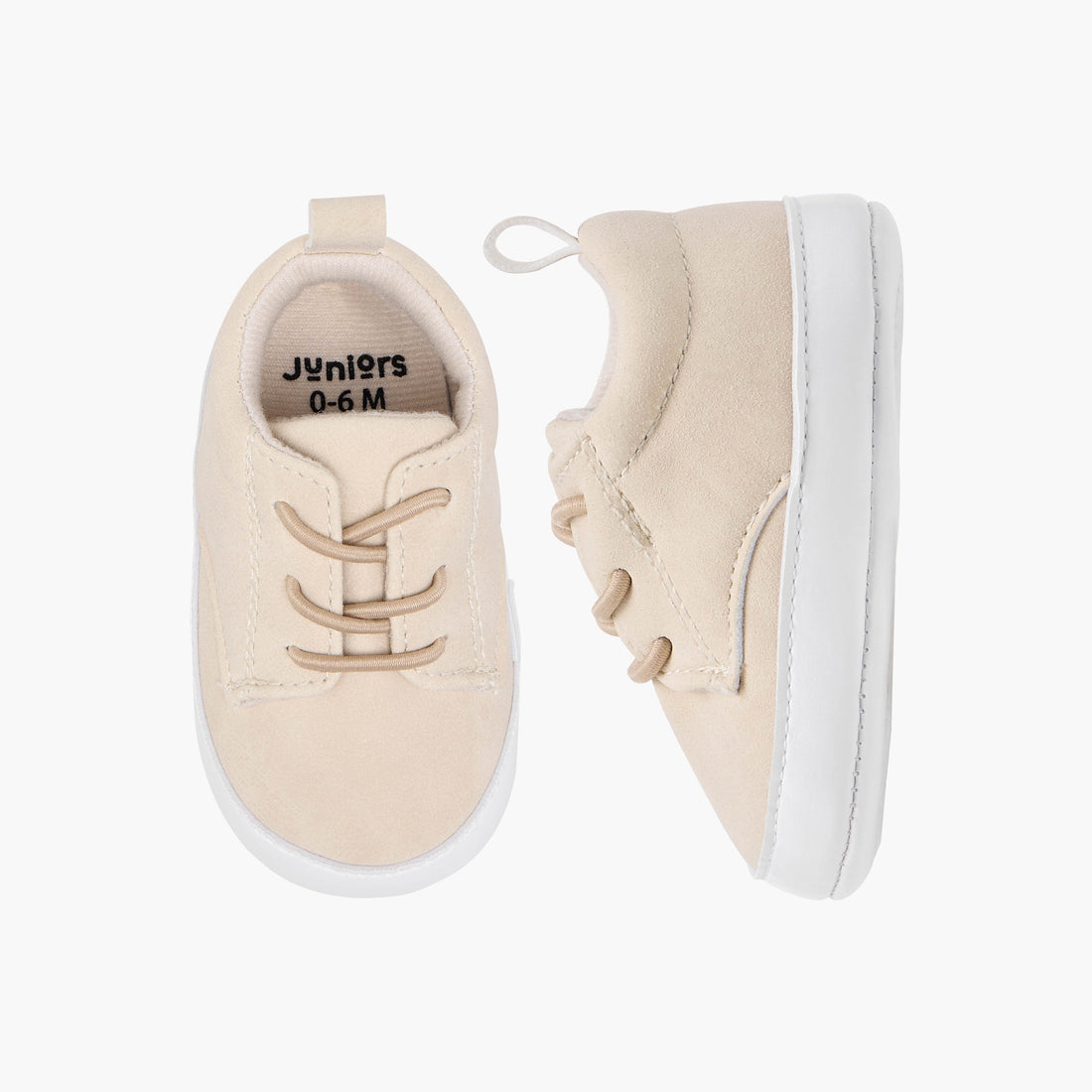 Juniors Solid Lace-Up Booties with Pull Tabs - Beige / 12-18 mths