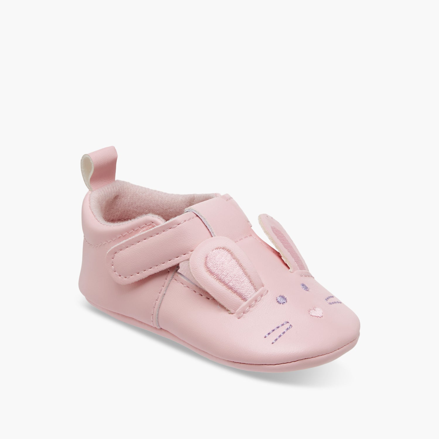 Juniors Bunny Ear Applique Booties with Hook and Loop Closure
