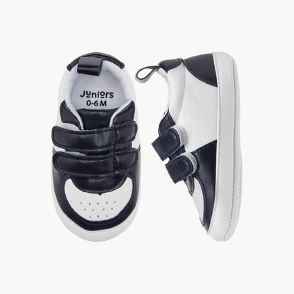 Juniors Panelled Booties with Hook and Loop Closure - Black / 12-18 mths