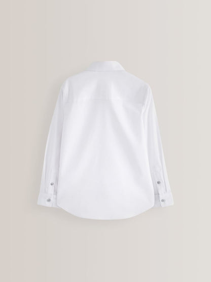 White Long Sleeves Smart Trimmed Shirt (3-16yrs)