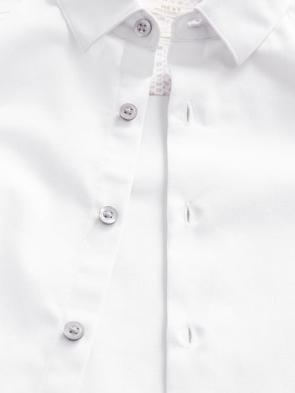 White Long Sleeves Smart Trimmed Shirt (3-16yrs)