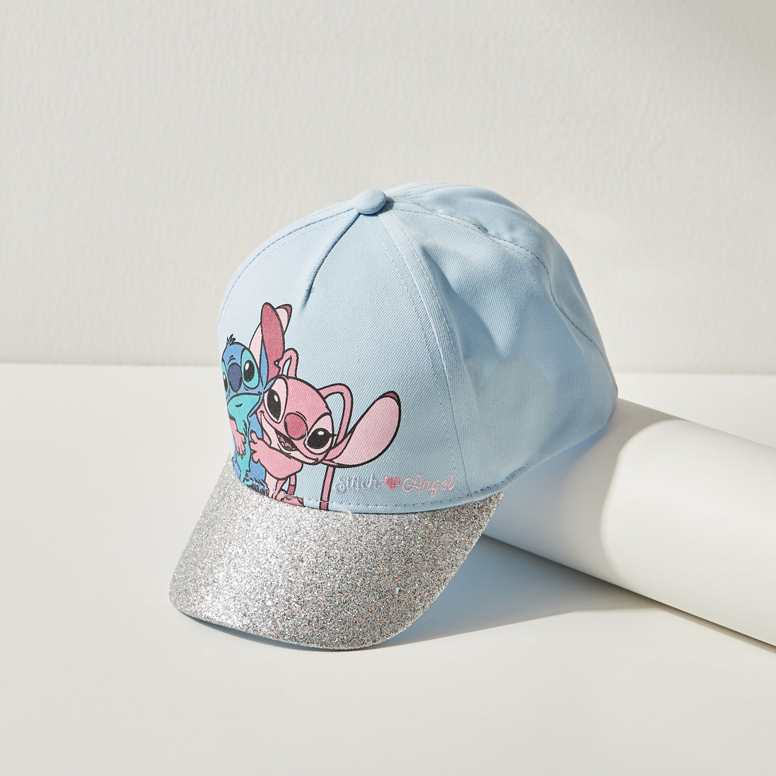 Stitch and Angel Print Cap with Hook and Loop Closure - Blue / 3-5 yrs
