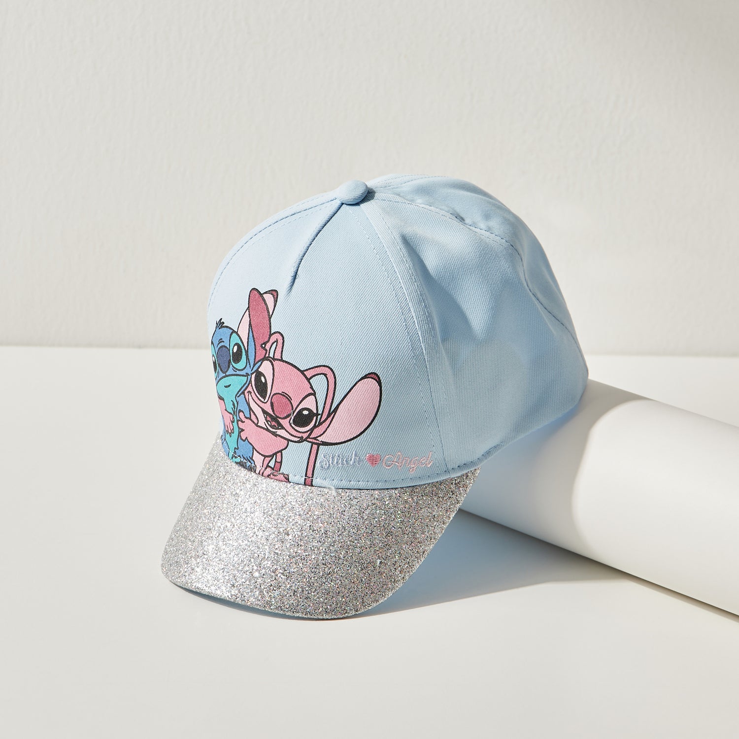 Stitch and Angel Print Cap with Hook and Loop Closure - Blue / 3-5 yrs