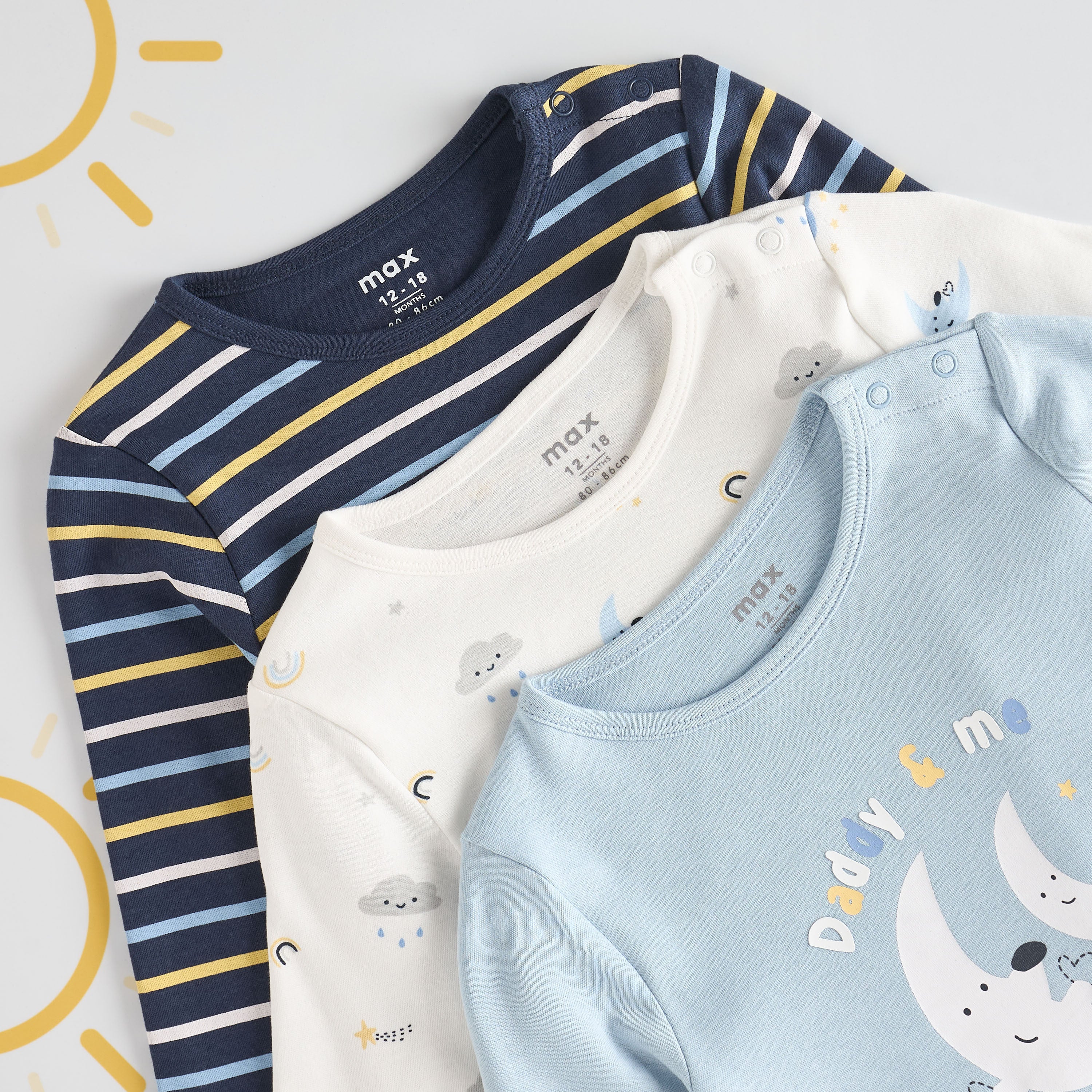 Pack of 3 - Printed Cotton Bodysuit