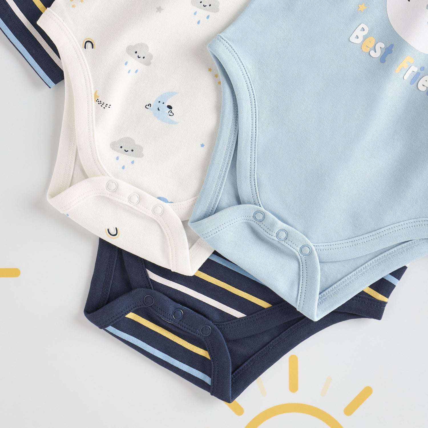Pack of 3 - Printed Cotton Bodysuit