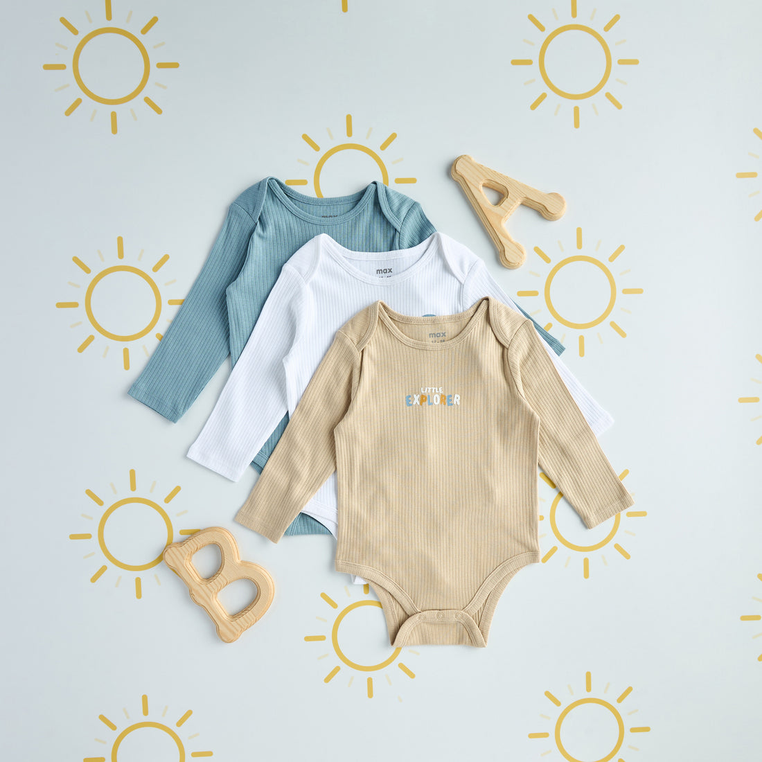 Pack of 3 - Ribbed Long Sleeve Bodysuit - Multicolour / 12-18 mths
