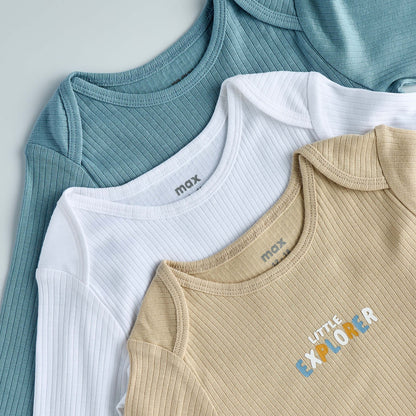 Pack of 3 - Ribbed Long Sleeve Bodysuit
