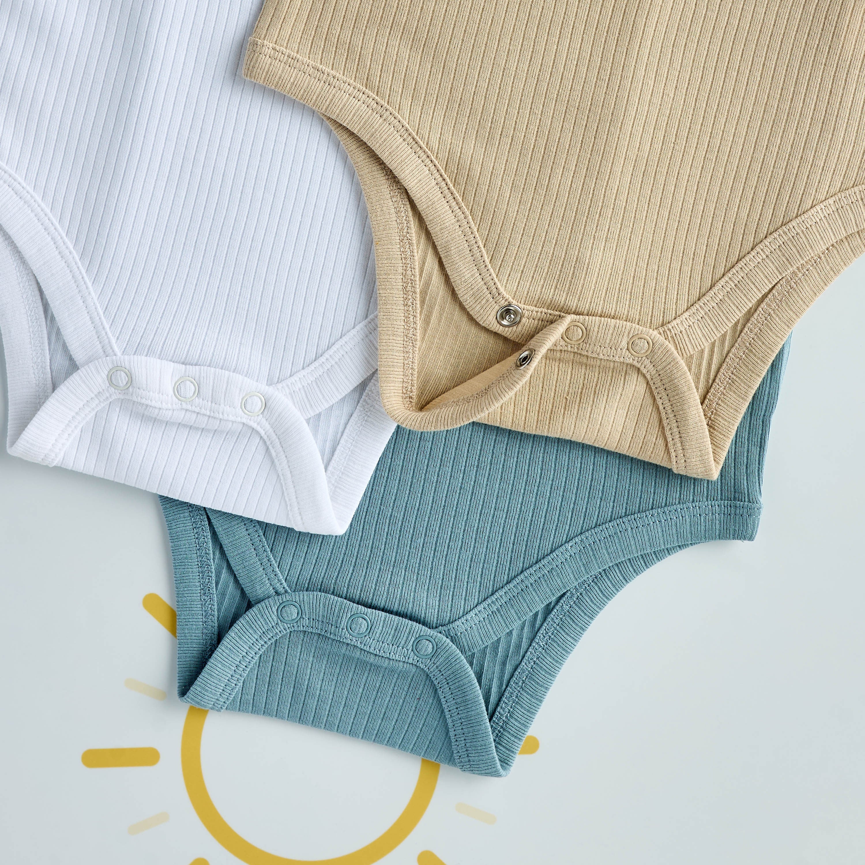 Pack of 3 - Ribbed Long Sleeve Bodysuit
