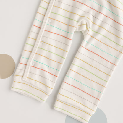 Striped Velour Sleepsuit with Cap