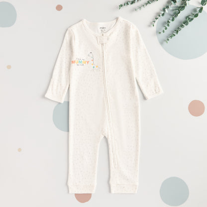 Giraffe Print Cotton Sleepsuit with Bib