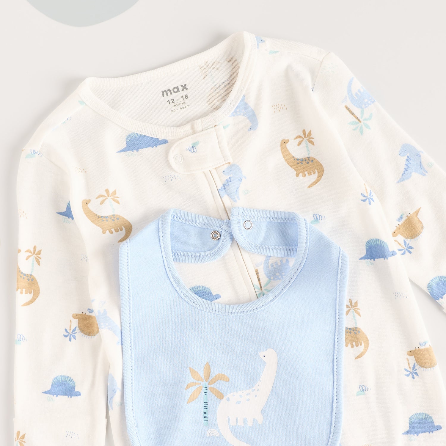 All-Over Dinosaur Print Sleepsuit with Bib
