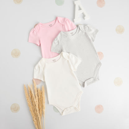 Pack of 3 - Plain Cotton Bodysuit - Multicolour / 12-18 mths
