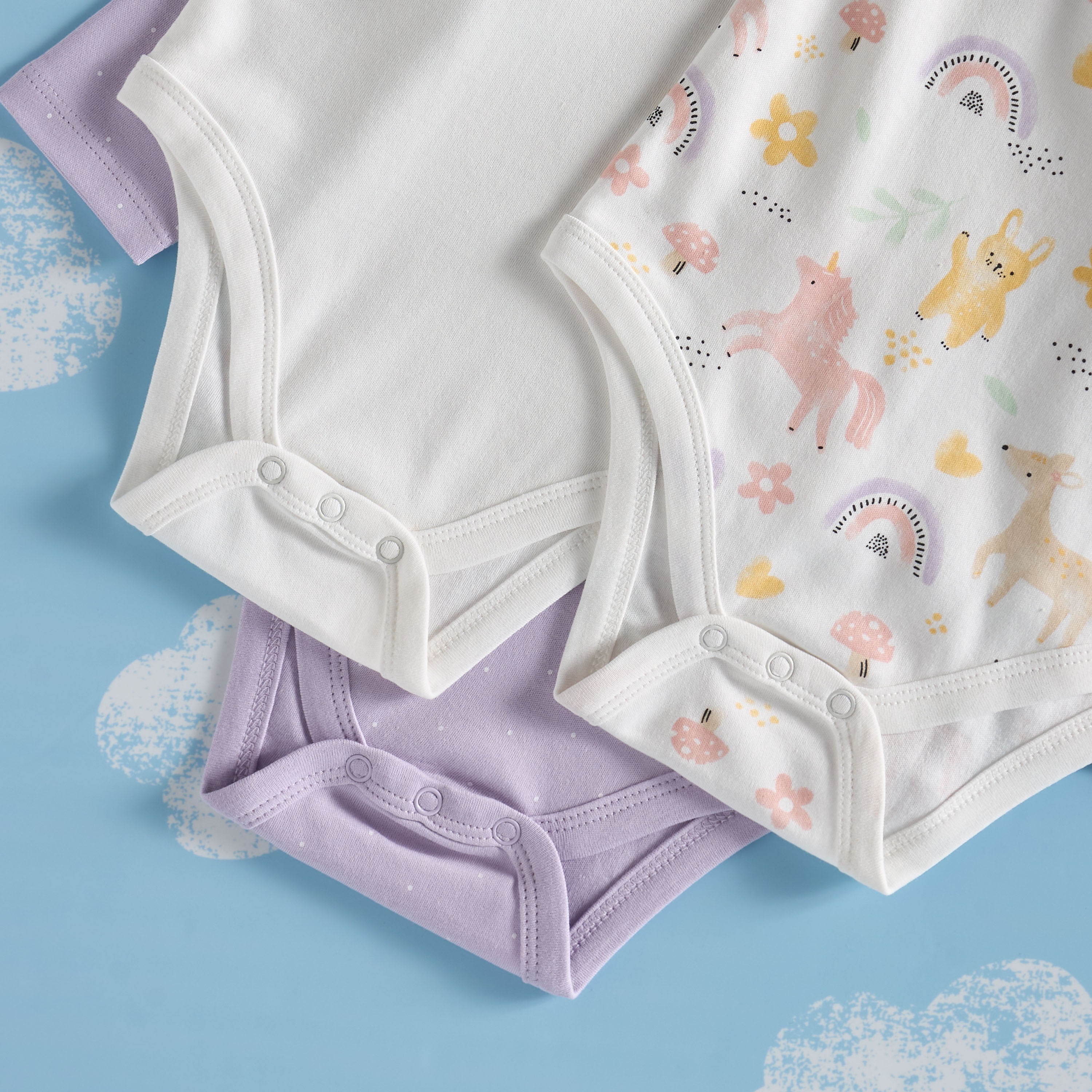Pack of 3 - Assorted Bodysuit with Button Closure