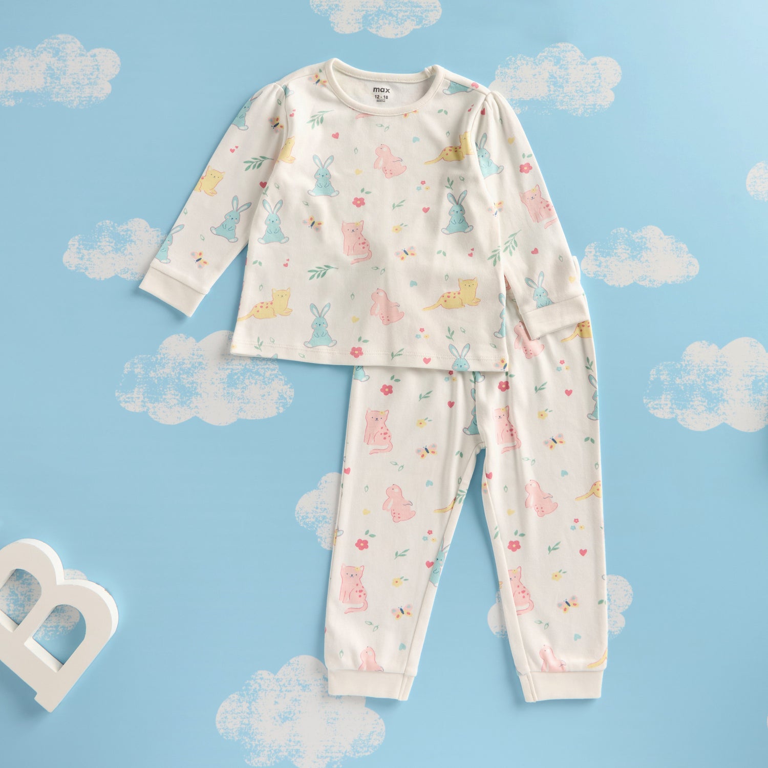Pack of 2 - Printed Cotton Pyjama Set