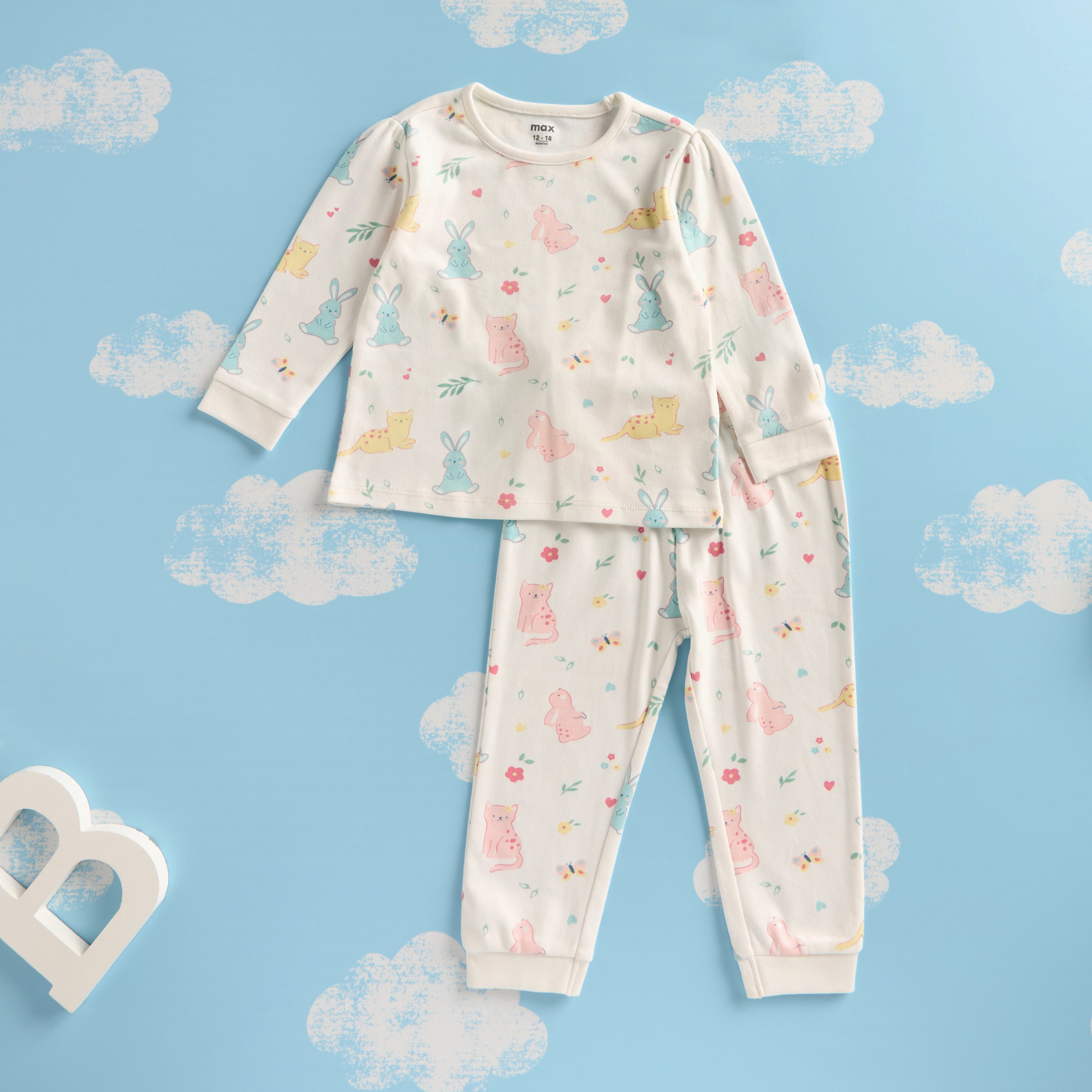 Pack of 2 - Printed Cotton Pyjama Set
