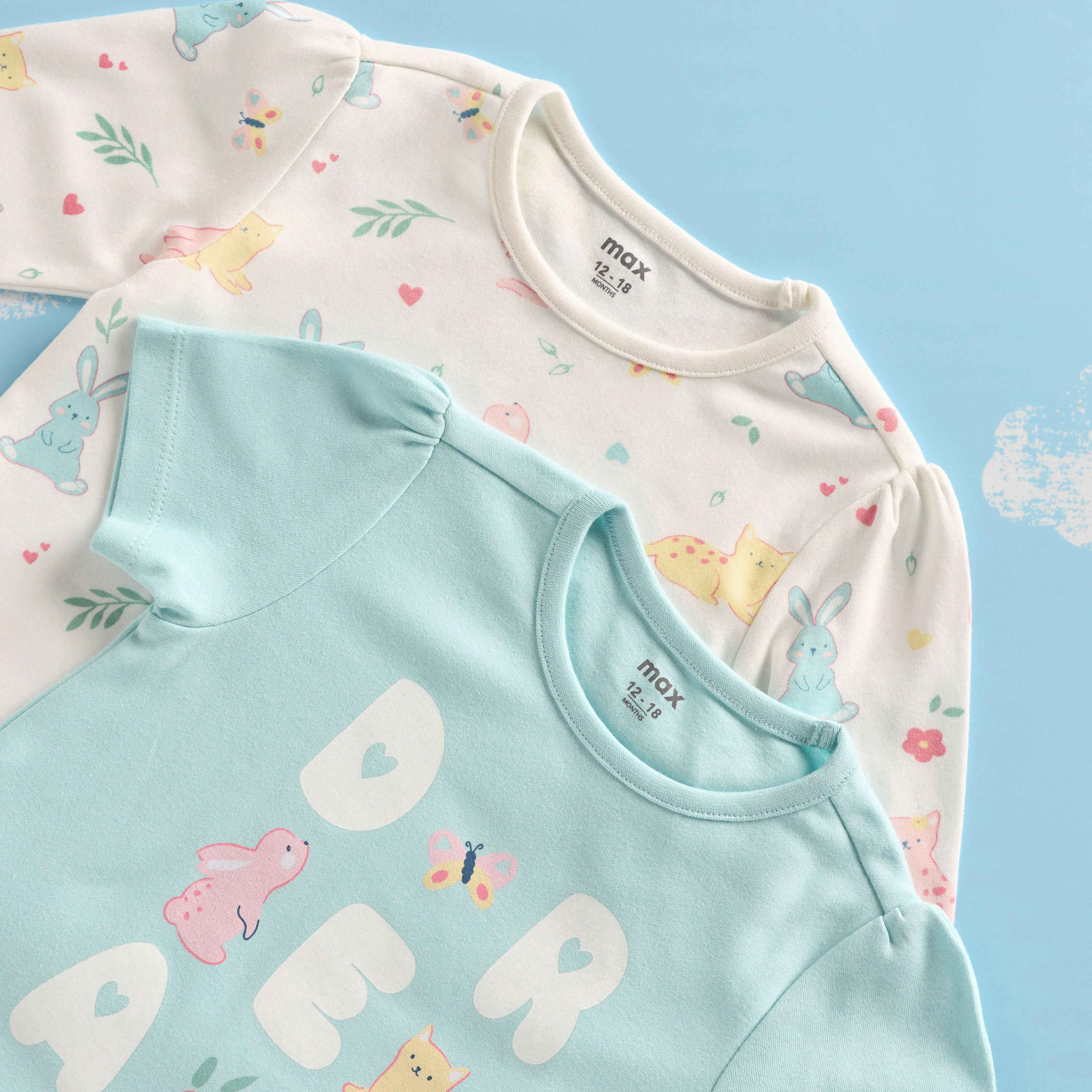 Pack of 2 - Printed Cotton Pyjama Set