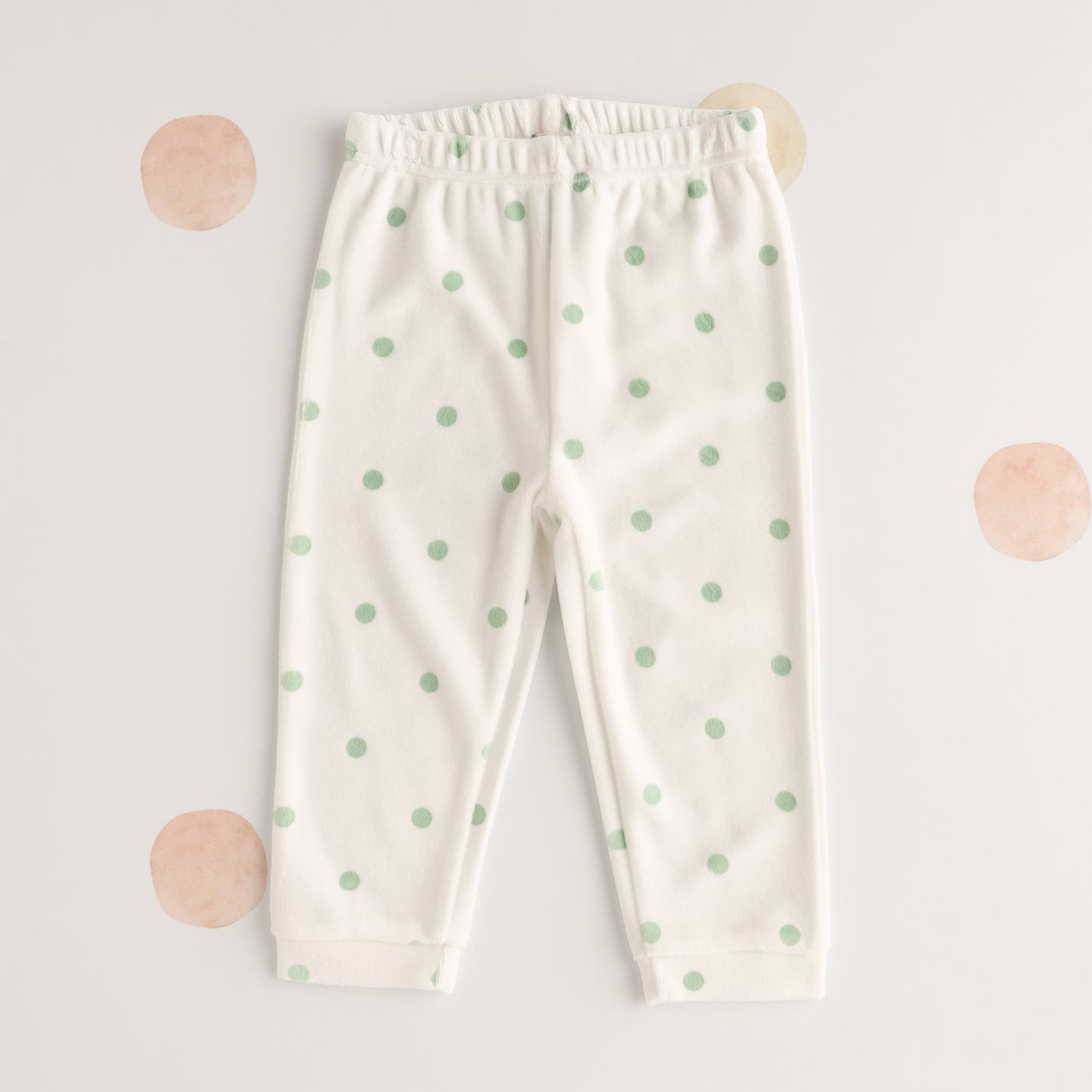 All-Over Polka Dot Print Velour Pyjama Set