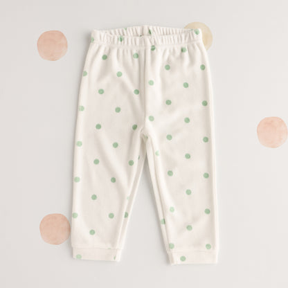 All-Over Polka Dot Print Velour Pyjama Set