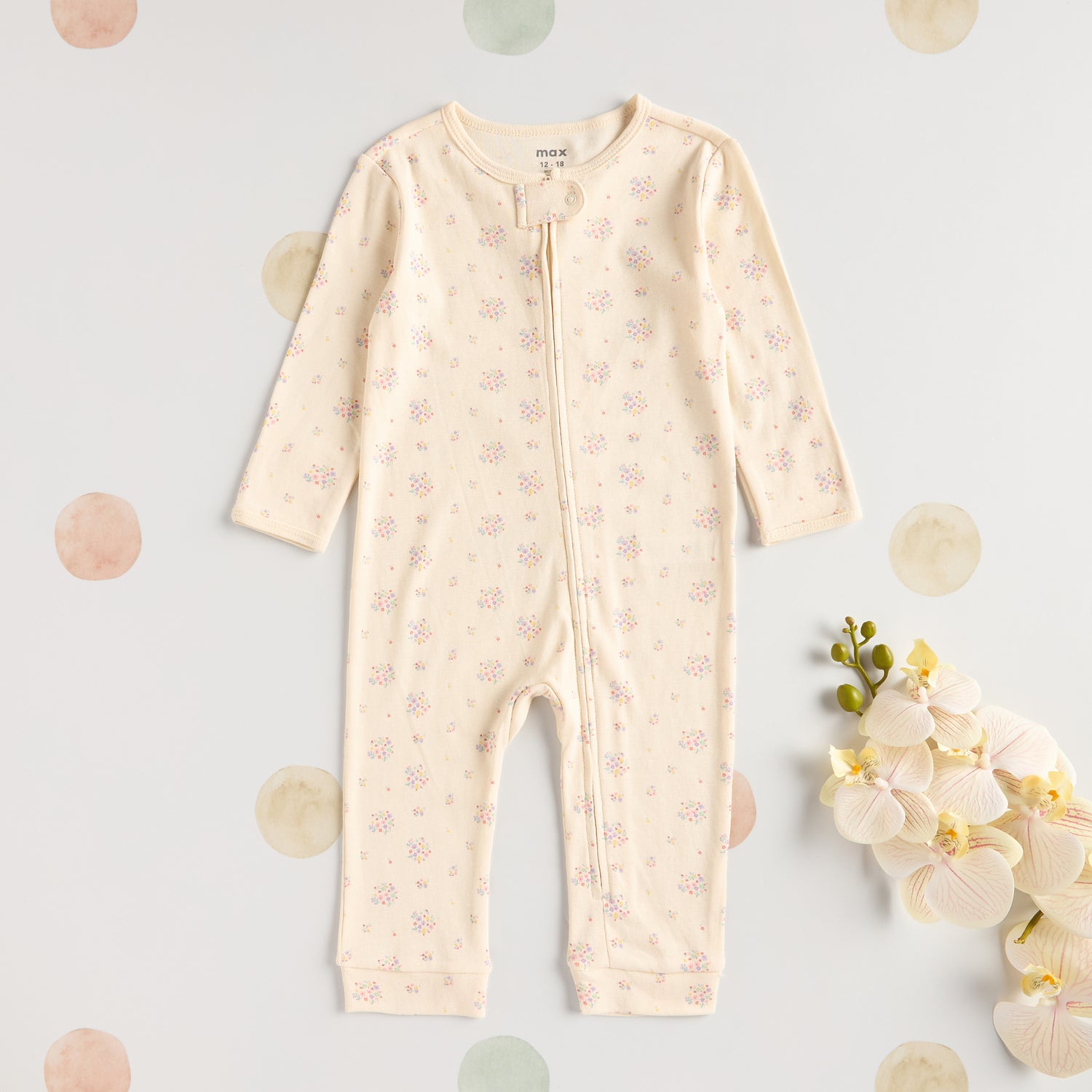 Floral Slogan Print Sleepsuit with Bib