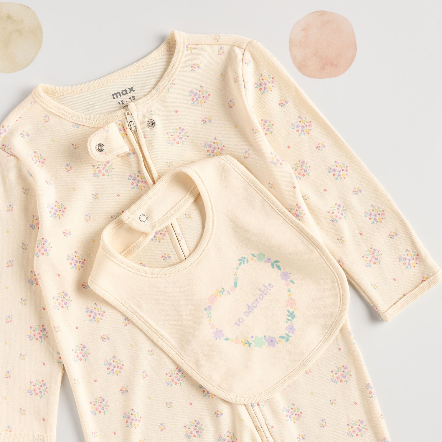 Floral Slogan Print Sleepsuit with Bib