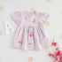 Floral Embroidered Cotton Dress with Pom-Pom - Purple / 12-18 mths