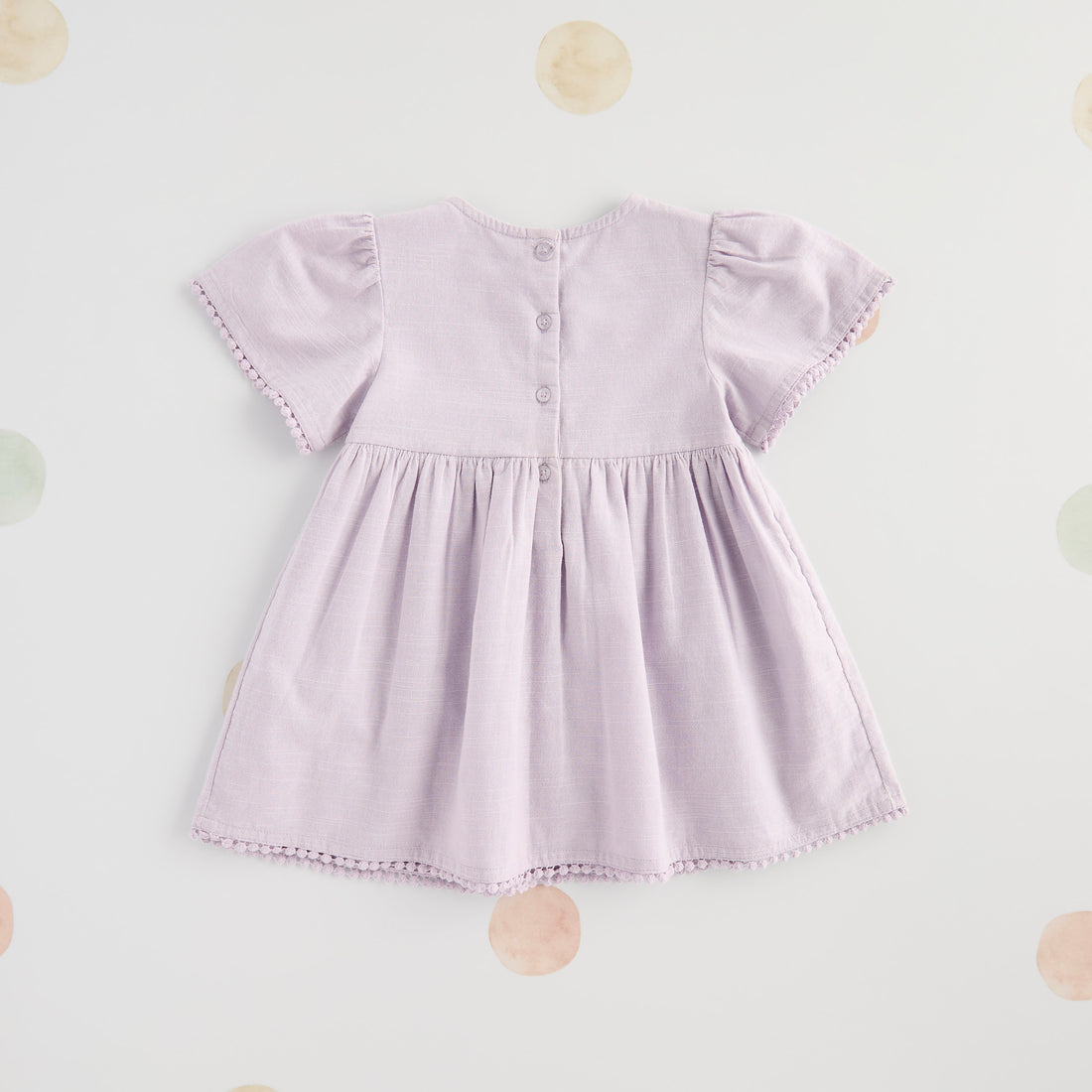 Floral Embroidered Cotton Dress with Pom-Pom