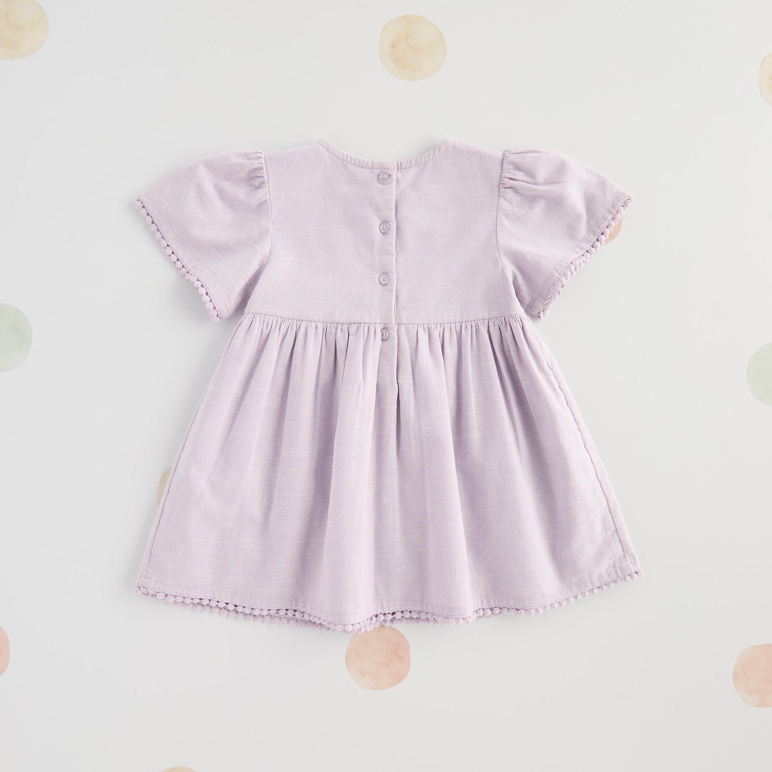 Floral Embroidered Cotton Dress with Pom-Pom