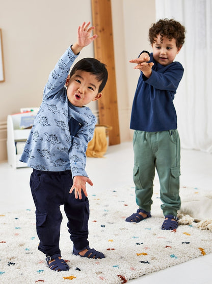 JoJo Maman Bébé Navy Blue &amp; Khaki Green 2-Pack Cargo Joggers - Size Up To 3 Months (50 - 62cm) - Navy Blue &amp; Khaki Green