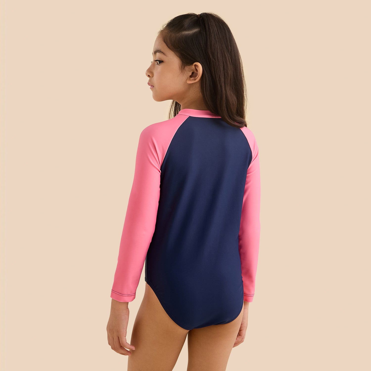 Colourblock Raglan Sleeve Swimsuit