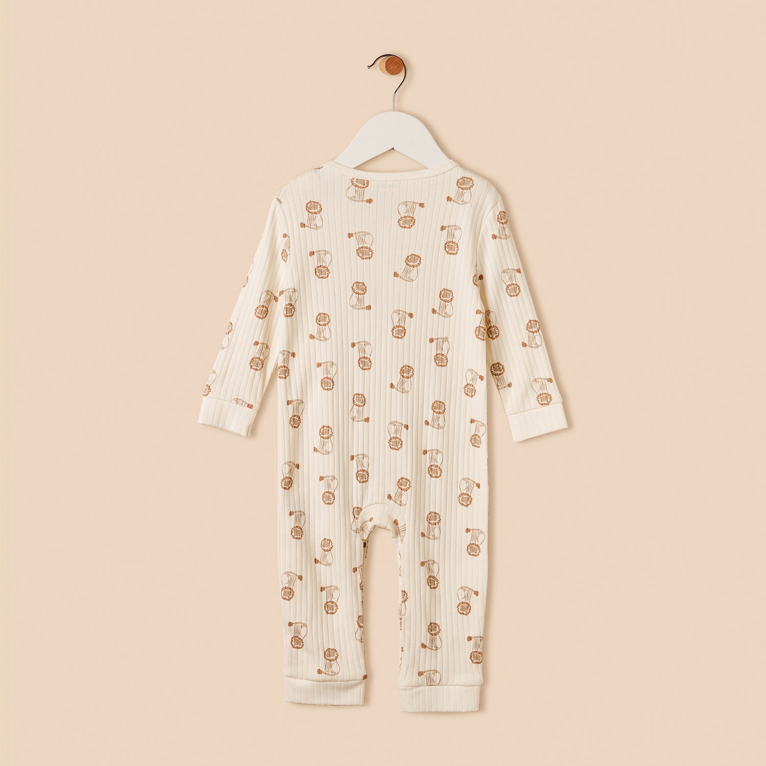 Lion Print Sleepsuit with Button Closure