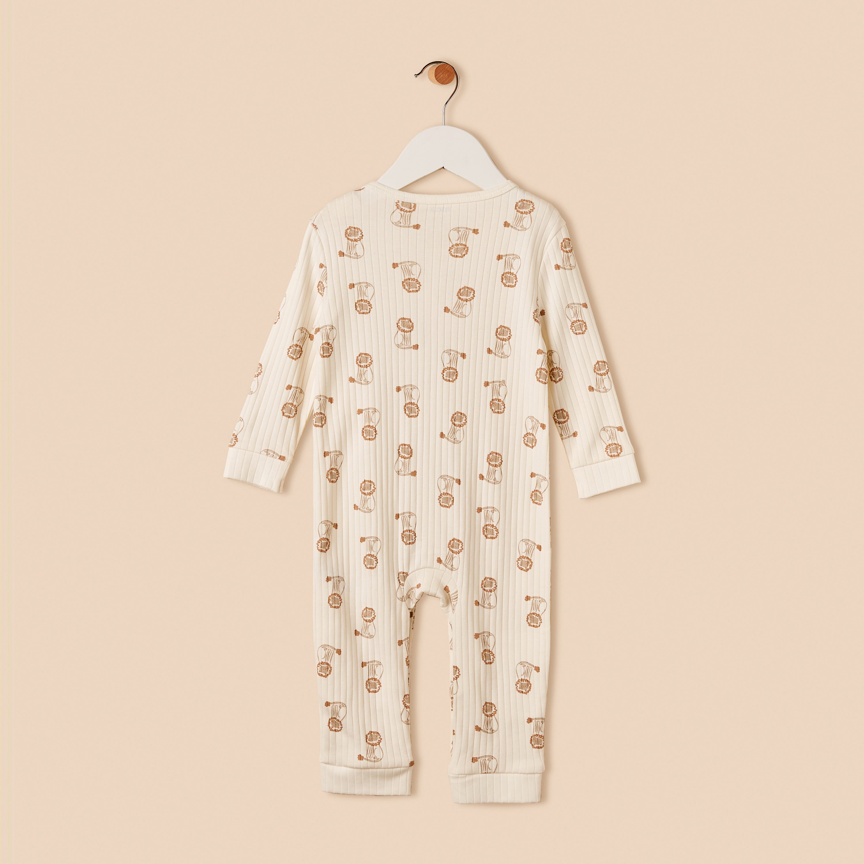 Lion Print Sleepsuit with Button Closure