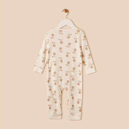 Lion Print Sleepsuit with Button Closure