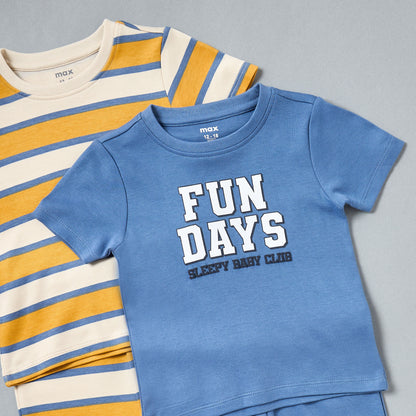 Pack of 2 - Printed Cotton Pyjama Set