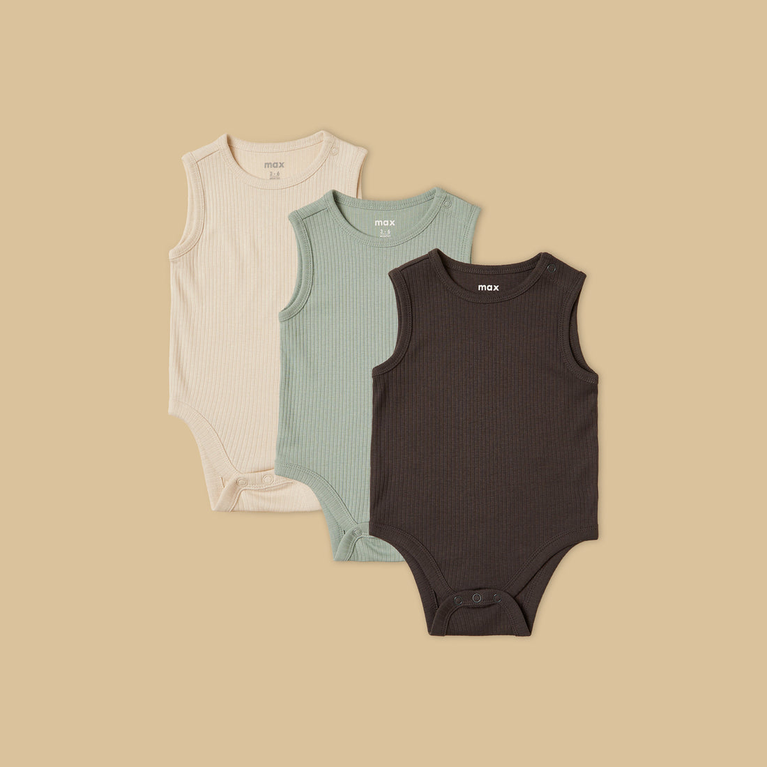 Pack of 3 - Ribbed Sleeveless Bodysuit - Multicolour