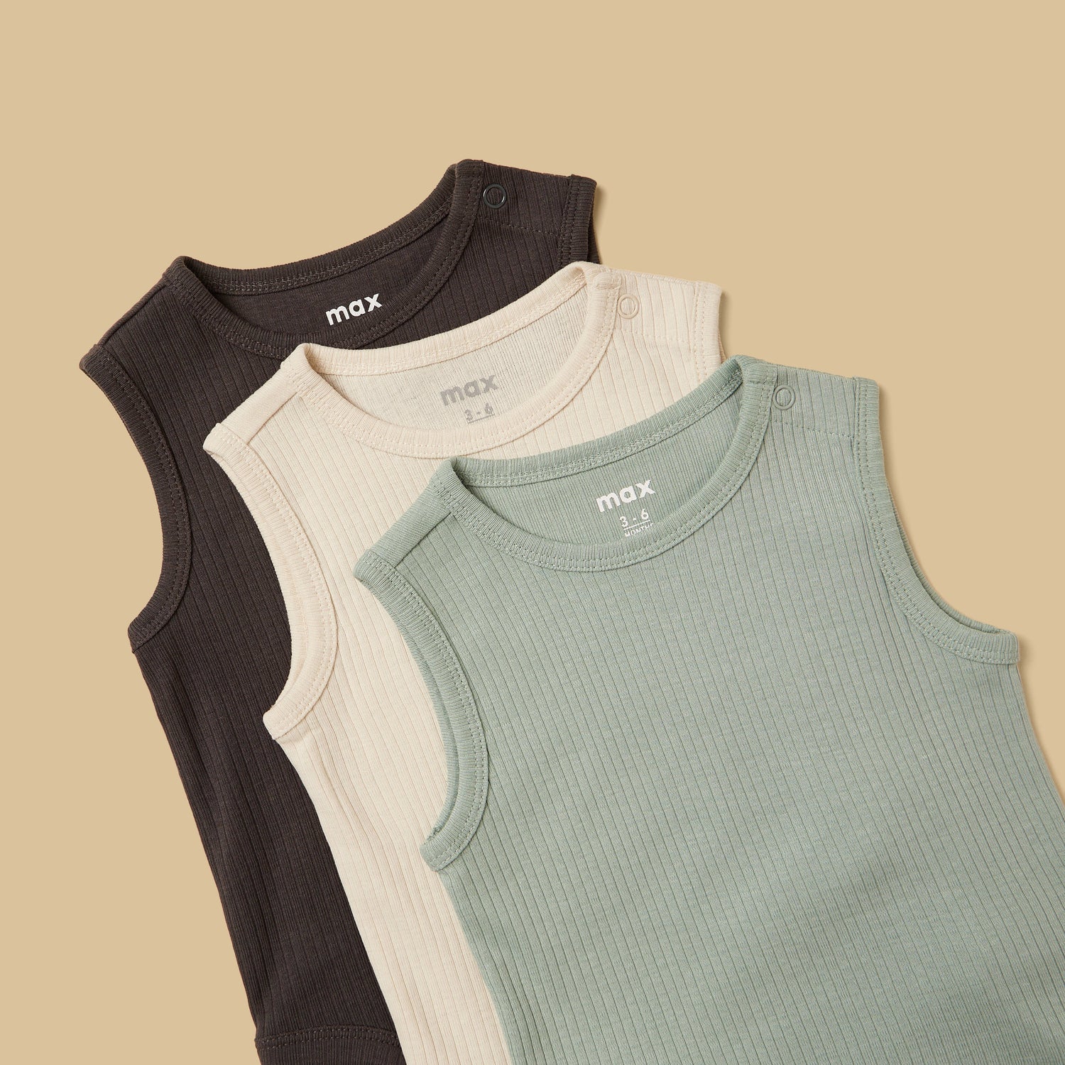 Pack of 3 - Ribbed Sleeveless Bodysuit