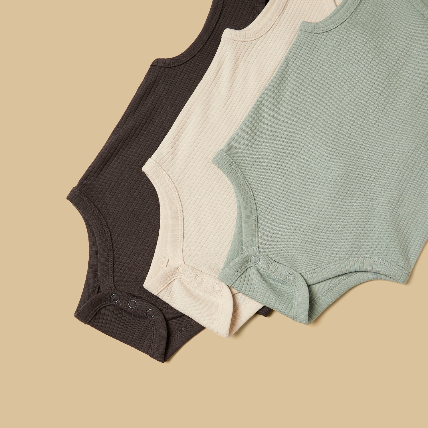 Pack of 3 - Ribbed Sleeveless Bodysuit