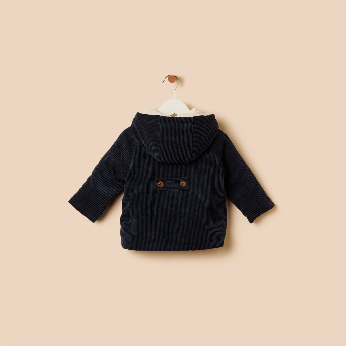 Corduroy Hooded Jacket with Fur Lining