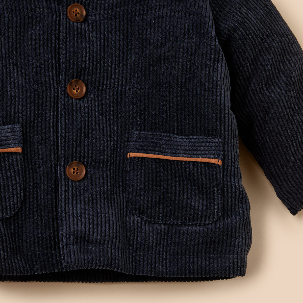 Corduroy Hooded Jacket with Fur Lining