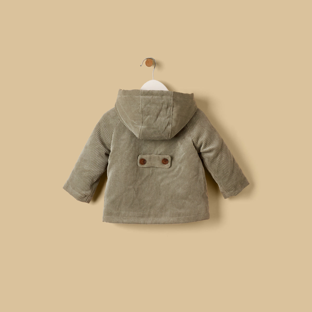 Corduroy Hooded Jacket with Fur Lining