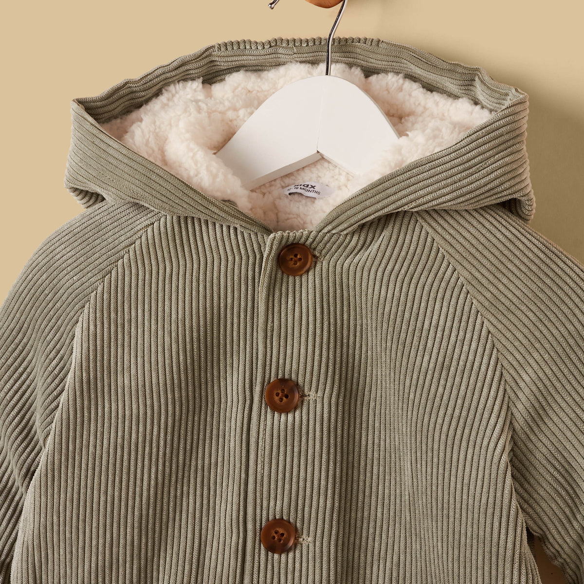 Corduroy Hooded Jacket with Fur Lining