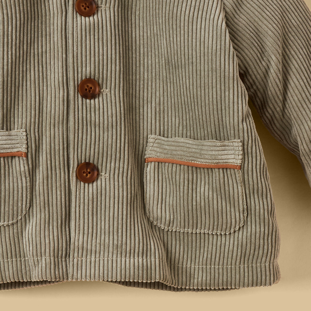Corduroy Hooded Jacket with Fur Lining