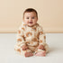 Bear Print Hooded Faux Fur Sleepsuit - Cream / 12-18 mths
