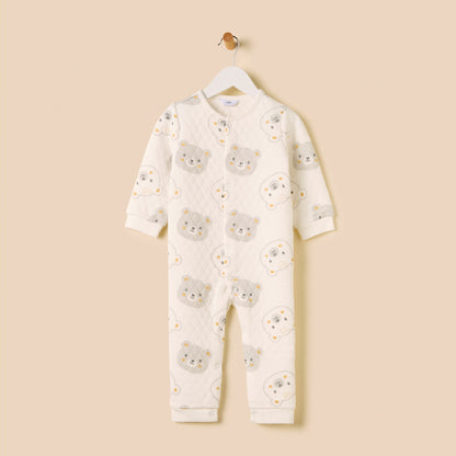 Bear Textured Velour Sleepsuit with Beanie Cap
