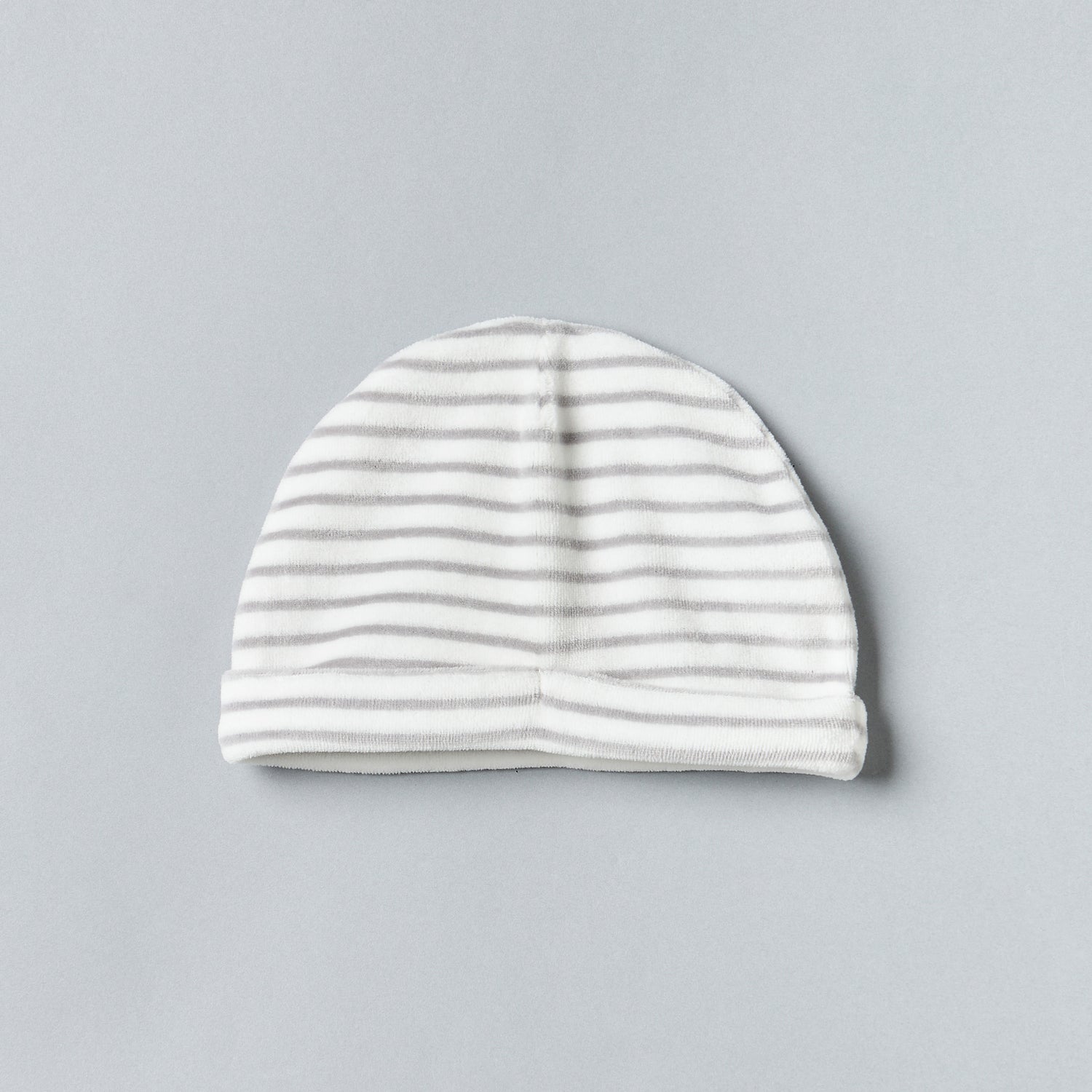 Striped Velour Sleepsuit with Beanie