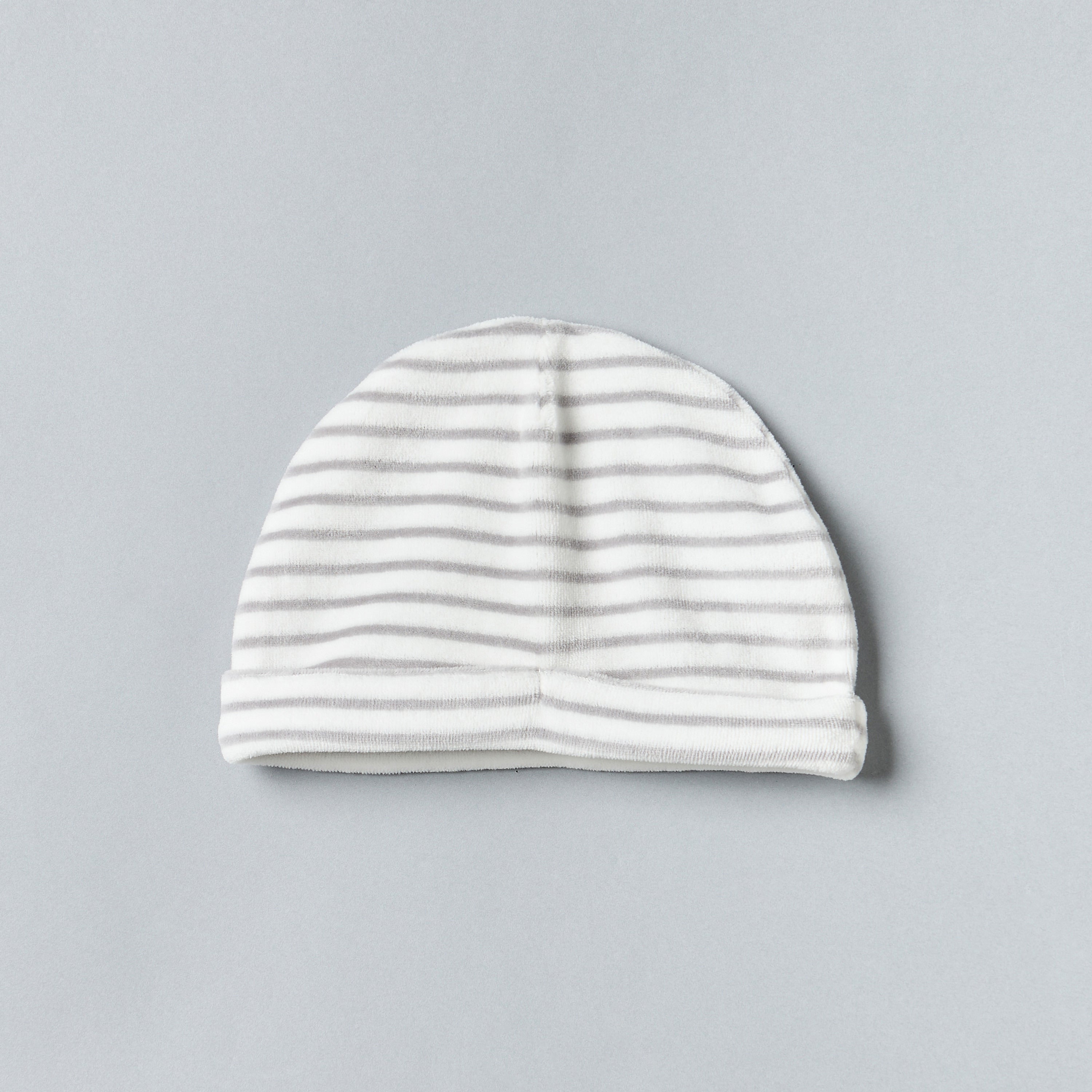 Striped Velour Sleepsuit with Beanie