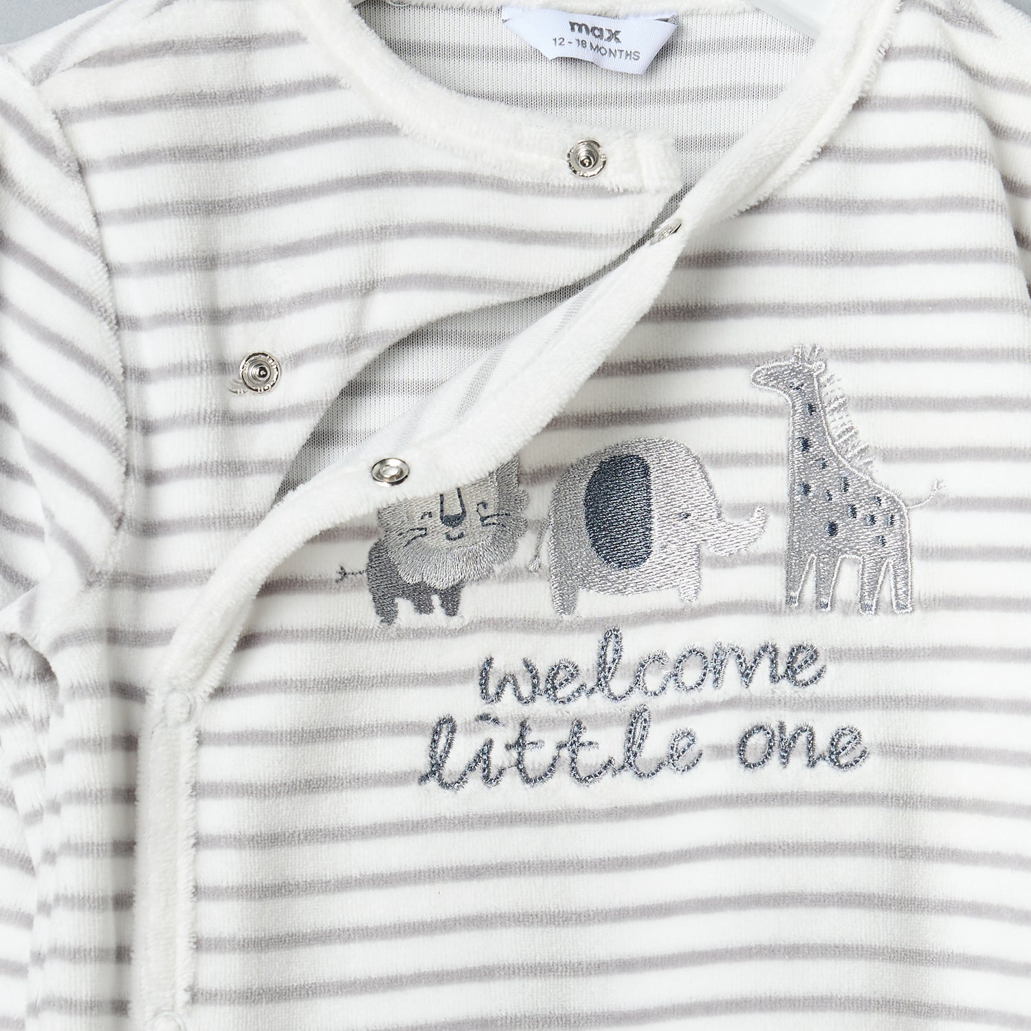 Striped Velour Sleepsuit with Beanie