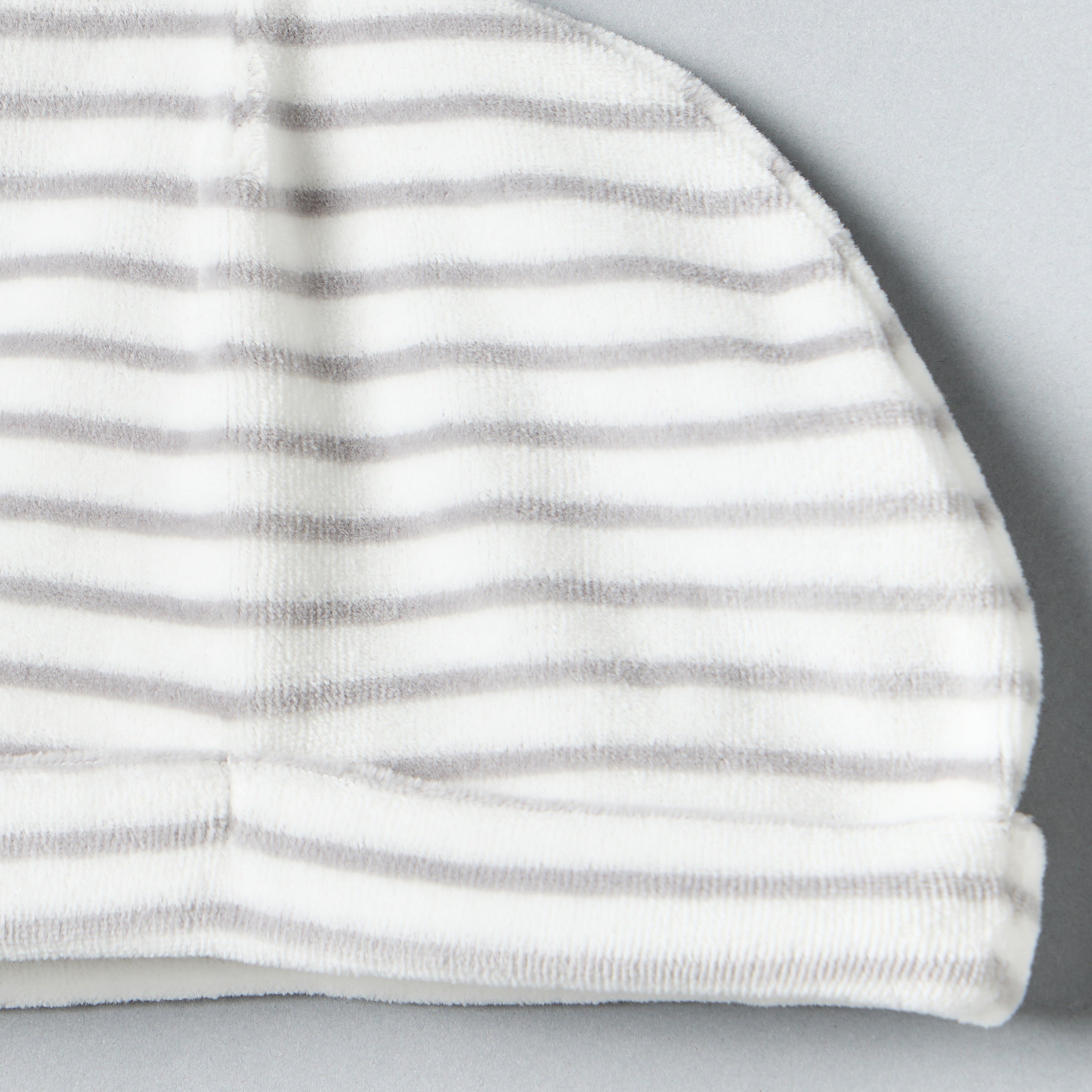 Striped Velour Sleepsuit with Beanie