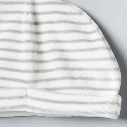 Striped Velour Sleepsuit with Beanie
