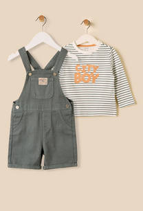 Striped T-shirt and Denim Dungaree Set-undefined-image-1
