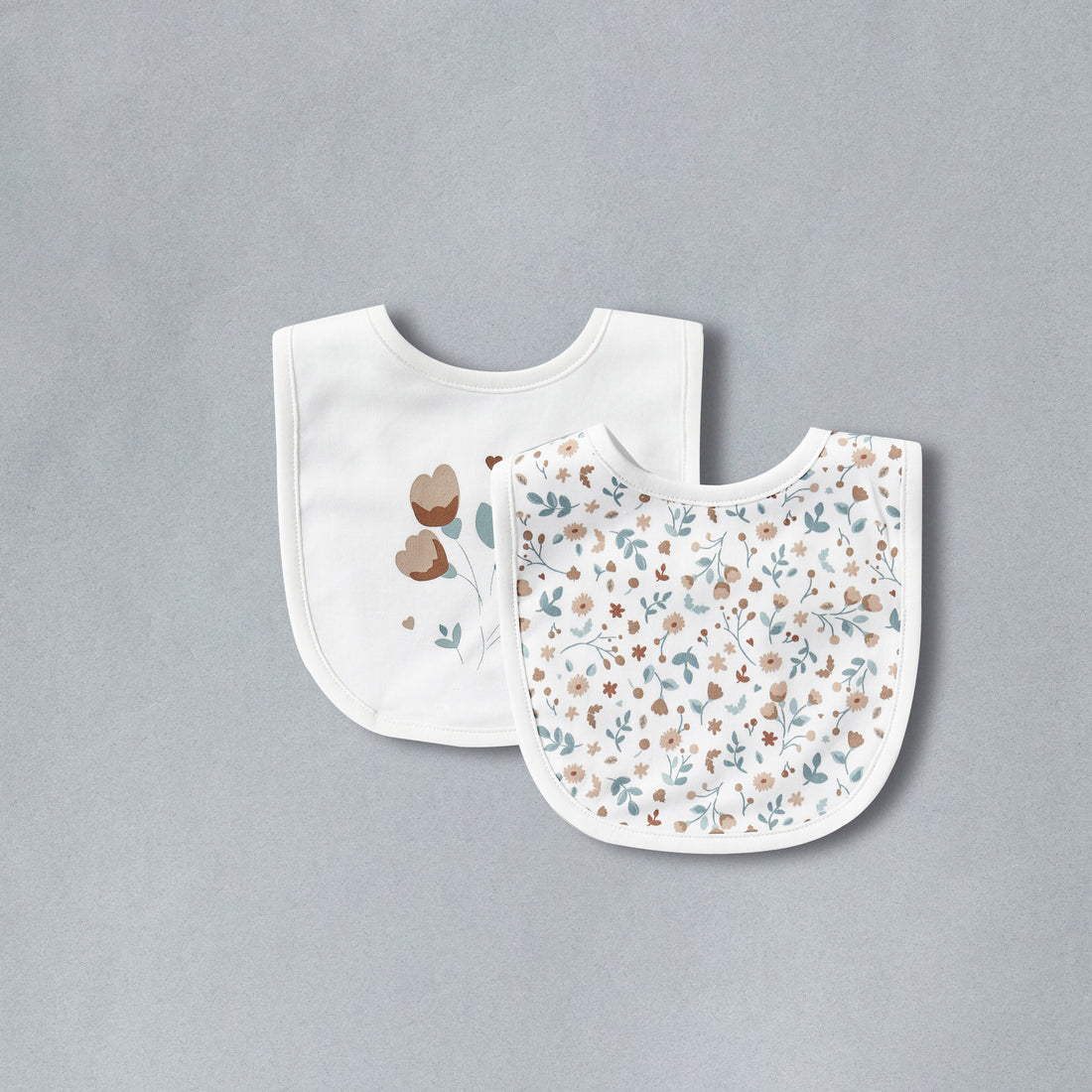 Pack of 2 - Floral Print Bib - Cream / 12-18 mths